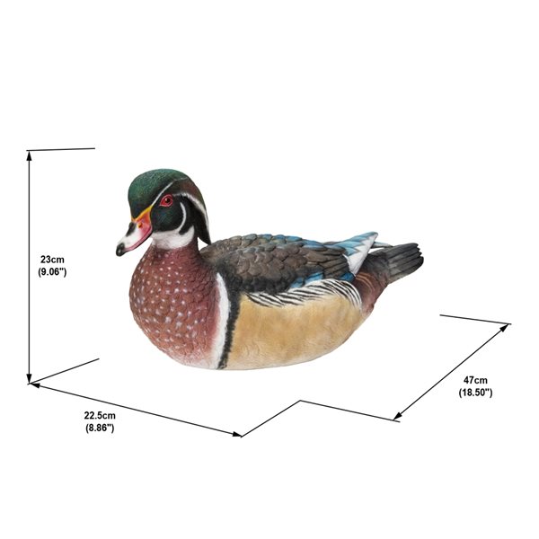 Hi-Line Gift Ltd. 9.06-in H x 8.86-in W Colourful Wood Duck Garden Statue