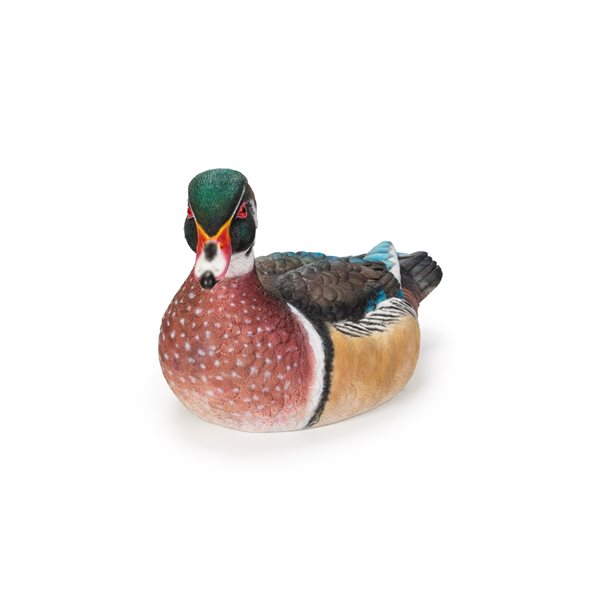 Hi-Line Gift Ltd. 9.06-in H x 8.86-in W Colourful Wood Duck Garden Statue