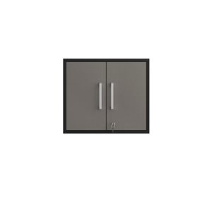 Manhattan Comfort Eiffel 28.35-in x 25.59-in x 14.96-in Floating Garage Storage Cabinet in Grey Gloss