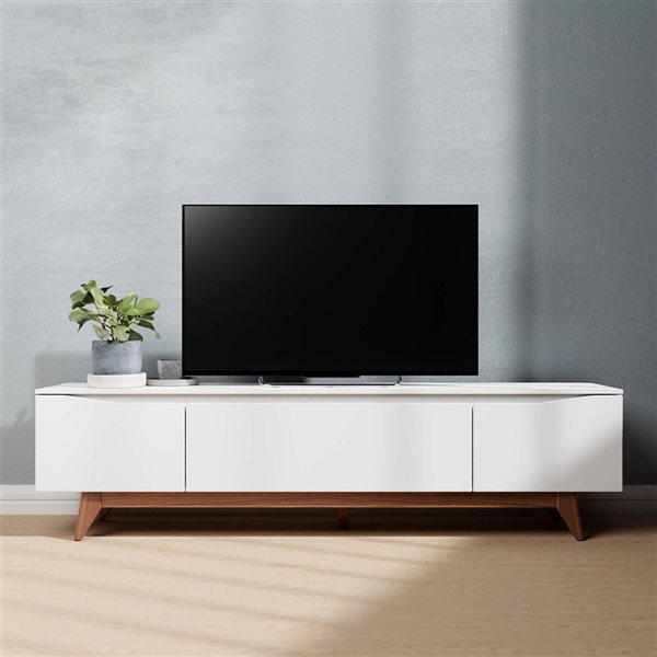 Manhattan Comfort Salle White Gloss TV Stand for TV's up to 75-in