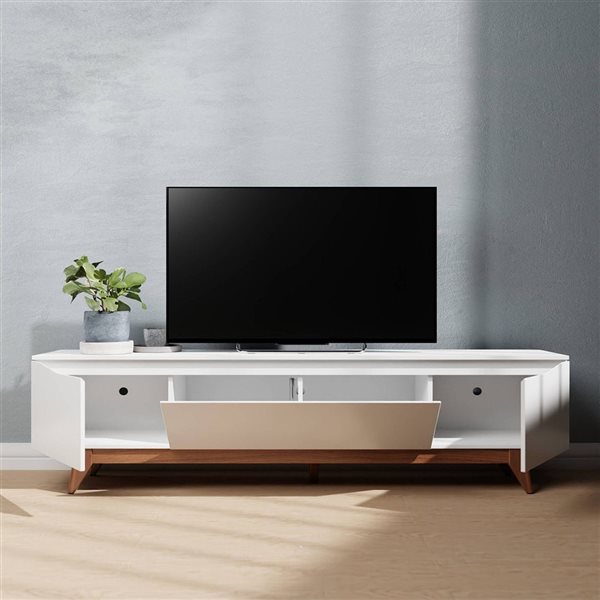 Manhattan Comfort Salle White Gloss TV Stand for TV's up to 75-in