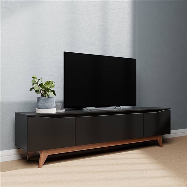 Manhattan Comfort Salle Black TV Stand for TV's up to 75-in