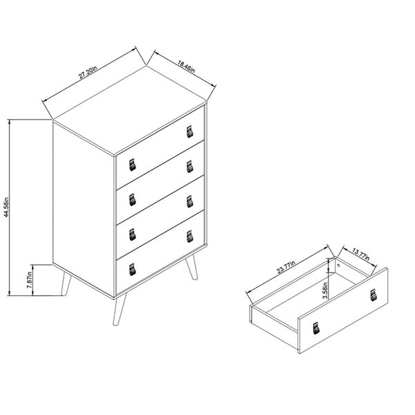 Manhattan Comfort Amber 4-Drawer Dresser and 2-Drawer Nightstand in Nature