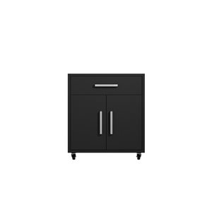 Manhattan Comfort Eiffel 28.35-in x 34.41-in x 17.72-in Mobile Garage Storage Cabinet in Black Matte