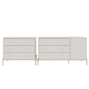 Manhattan Comfort Jasper 3-Drawer Sideboard and 3-Drawer Dresser in Off White