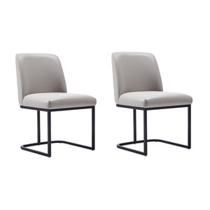 Chaise de salle à manger contemporaine rembourrée en similicuir Serena gris clair par Manhattan Comfort, ens. de 2