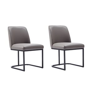 Chaise de salle à manger contemporaine rembourrée en similicuir gris Serena par Manhattan Comfort, ens. de 2