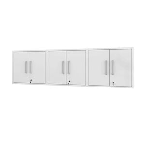 Manhattan Comfort Eiffel 85.05-in x 25.59-in x 14.96-in Floating Garage Cabinet in White - Set of 3