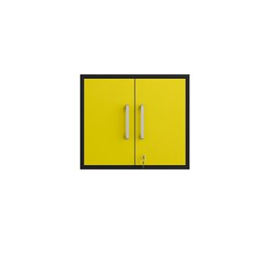 Manhattan Comfort Eiffel 28.35-in x 25.59-in x 14.96-in Floating Garage Storage Cabinet in Yellow Gloss
