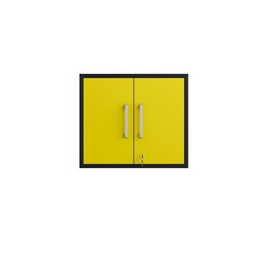 Meuble de rangement de garage flottant Eiffel par Manhattan Comfort de 28,35 po x 34,41 po x 17,72 po, jaune brillant