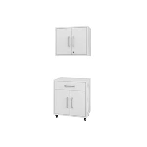 Manhattan Comfort Eiffel 28.35-in x 60-in x 17.72-in Garage Storage Set in White - 2-Piece