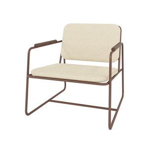 Chaise d'appoint moderne en similicuir Whythe par Manhattan Comfort, beige et brun