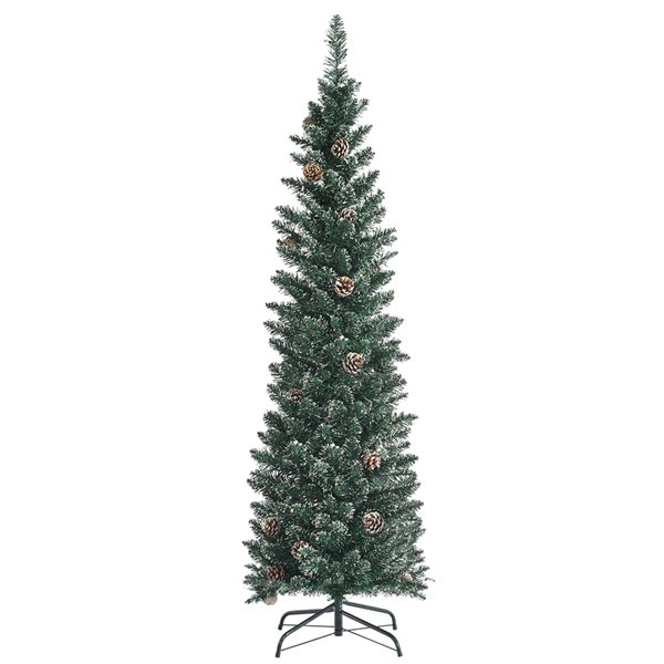 Costway 5-ft Unlit Slim Green Artificial Christmas Tree with Pine Cones