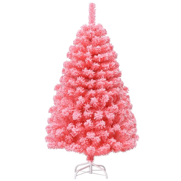 Costway 4 5 Ft Full Flocked Pink Artificial Christmas Tree With Lights   331066778 MainImage 001 L 