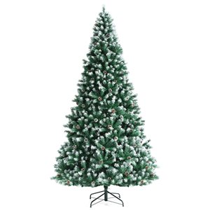 Costway 9-ft Full Flocked Green Artificial Christmas Tree with 2028 Branch Tips