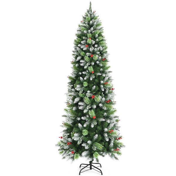 Costway 7.5-ft Unlit Slim Green Artificial Christmas Tree CM23550 | RONA