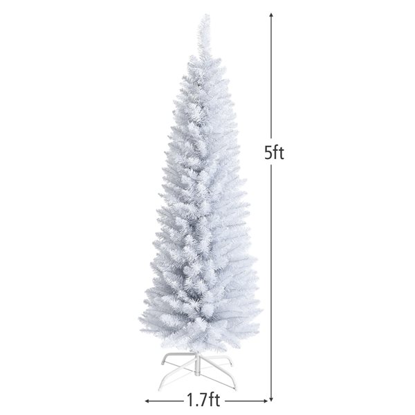 Costway 5-ft Unlit Slim White Artificial Christmas Tree