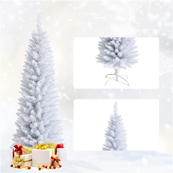 Costway 5-ft Unlit Slim White Artificial Christmas Tree