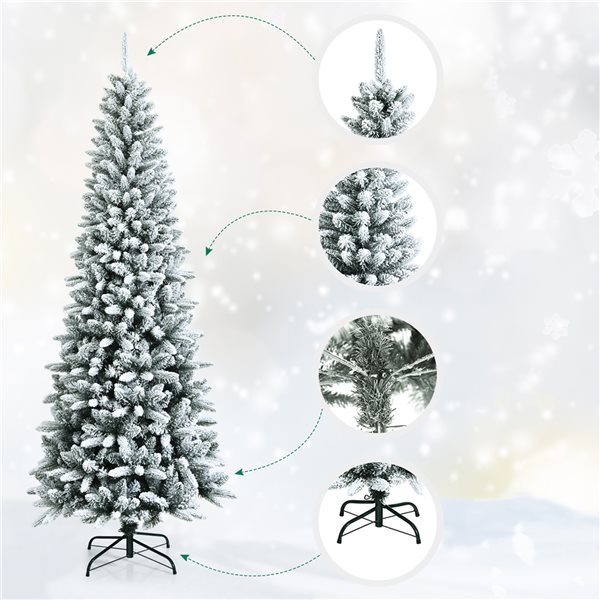 Costway 7.5-ft Slim Flocked White Artificial Christmas Tree with 1189 Tips