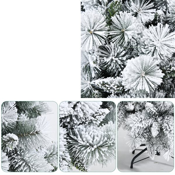 Costway 6-ft Full Flocked White Artificial Christmas Tree with Lights