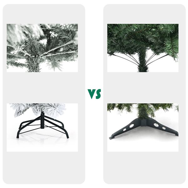 Costway 6-ft Full Flocked White Artificial Christmas Tree with Lights