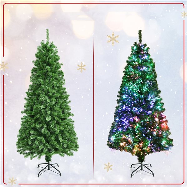 Costway 7-ft Pre-lit Full Green Artificial Christmas Tree with 820 Branch Tips