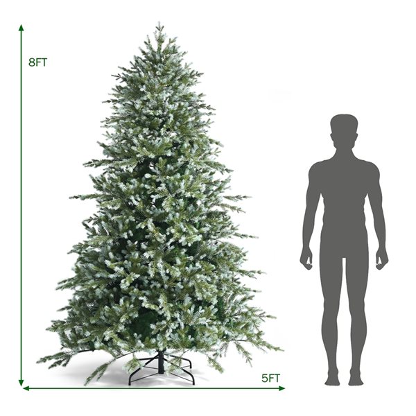 Costway 8-ft Full Green Artificial Christmas Tree with Lights and 1658 ...