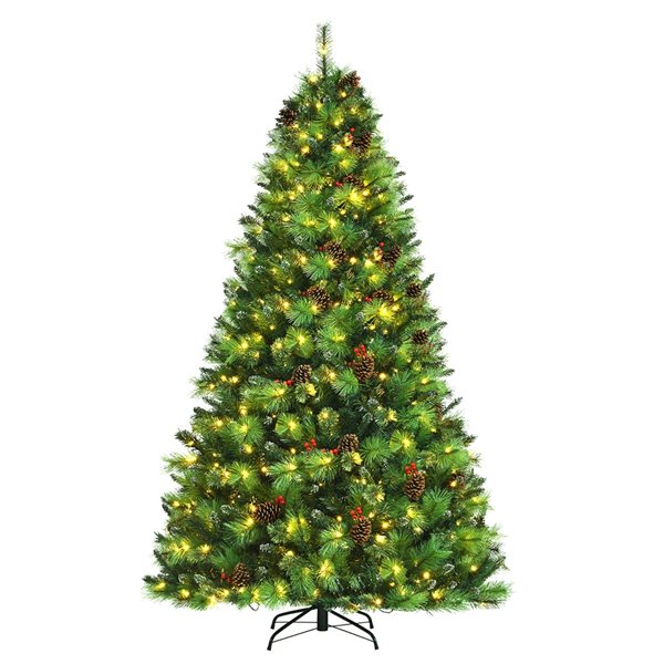Costway 8ft Prelit Full Green Artificial Christmas Tree with 700 Warm