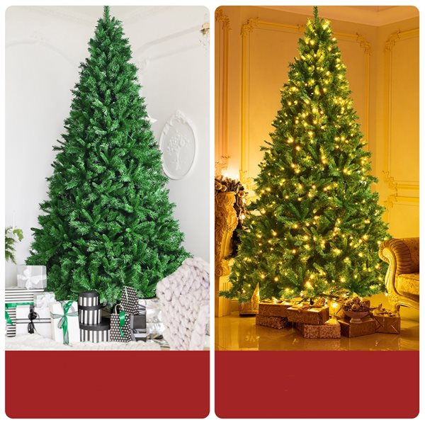 Costway 9-ft Pre-lit Full Green Artificial Christmas Tree with 850 Warm White LED Lights