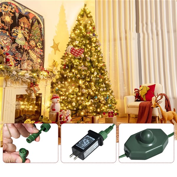 Costway 9-ft Pre-lit Full Green Artificial Christmas Tree with 850 Warm White LED Lights