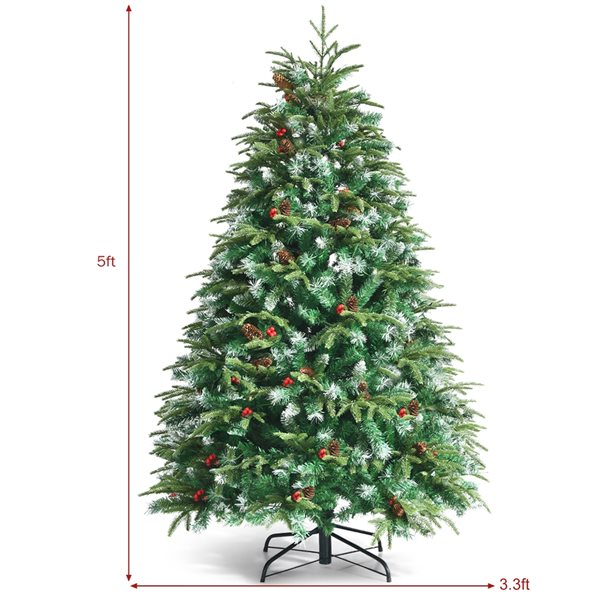 Costway 5-ft Pre-lit Full Green Artificial Christmas Tree with 250 Multicolor LED Lights