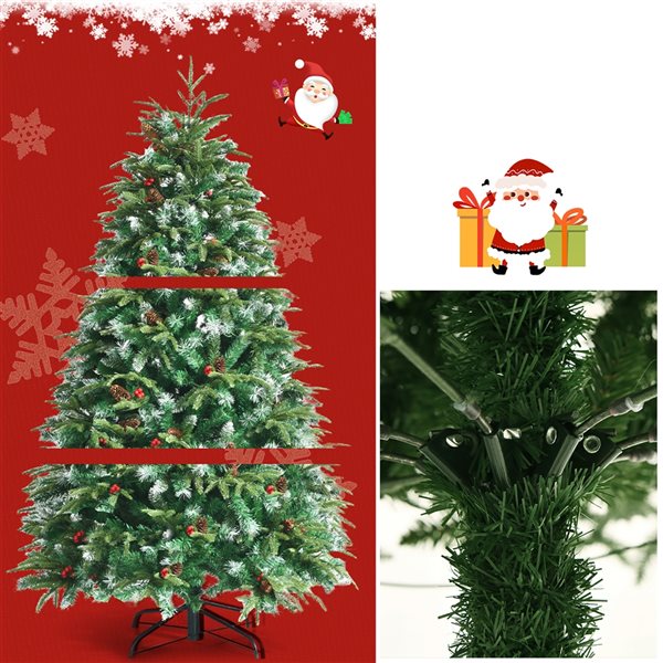 Costway 5-ft Pre-lit Full Green Artificial Christmas Tree with 250 Multicolor LED Lights