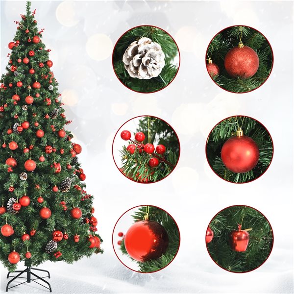 Costway 7-ft Pre-lit Full Green Artificial Christmas Tree with 350 Warm White LED Lights