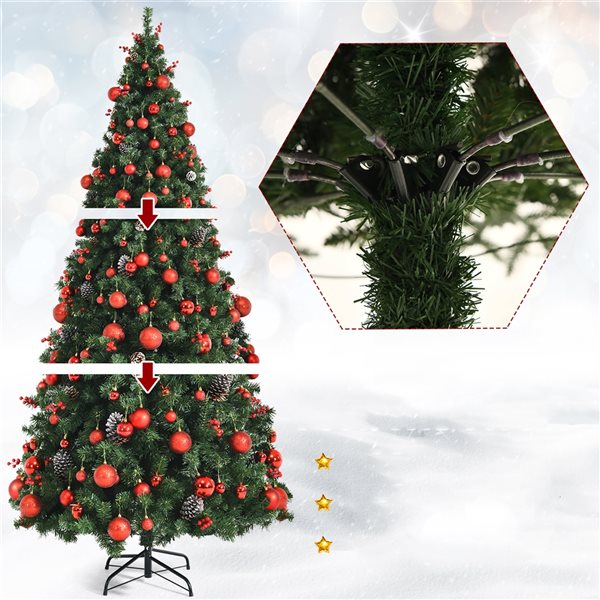 Costway 7-ft Pre-lit Full Green Artificial Christmas Tree with 350 Warm White LED Lights