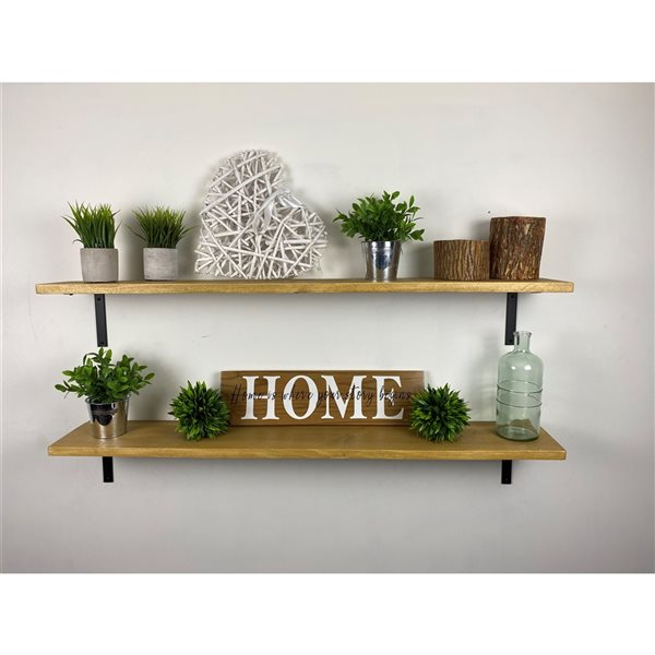 La Grange 48-in x 1-in x 6-in Wood Shelf in Honey