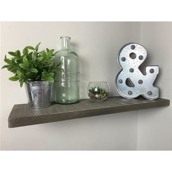 La Grange 24-in x 1-in x 8-in Wood Shelf Kit in Concrete Grey
