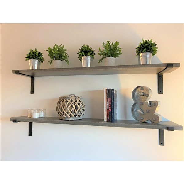 La Grange 36-in x 1-in x 10-in Wood Shelf in Concrete Grey