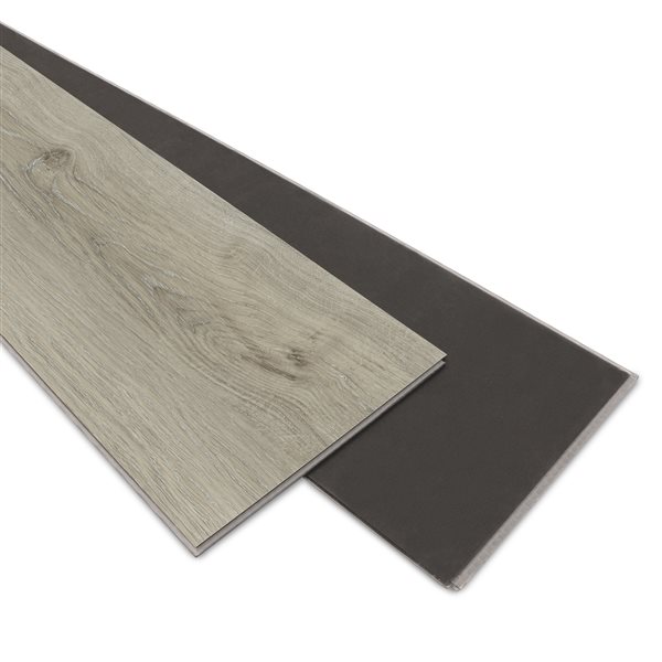 Revêtement de plancher SPC 4+1 mm en vinyle rigide de everhome de 60 po x 9 po gris Salem