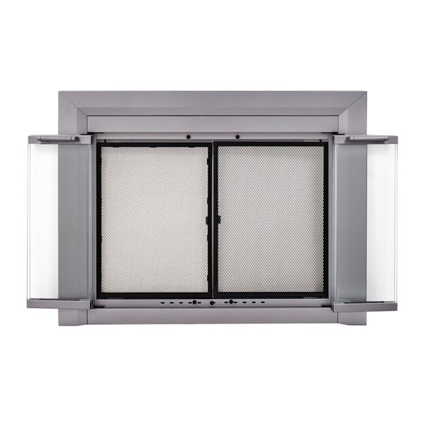 Pleasant Hearth EA-5010 Petites portes de foyer noires Easton de style armoire en verre trempé fumé