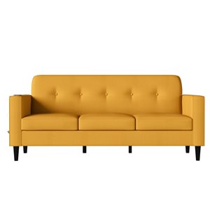 Handy Living Wiatt Modern Yellow Polyester Sofa