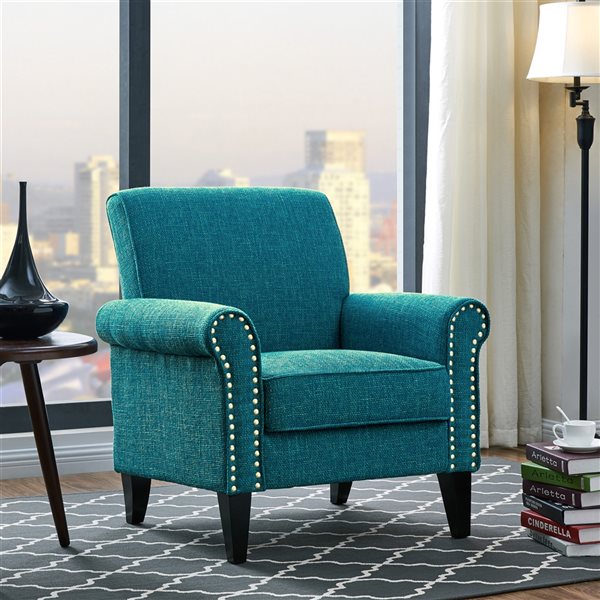 Handy Living Bontrager Modern Blue Polyester Accent Chair B187577 | RONA