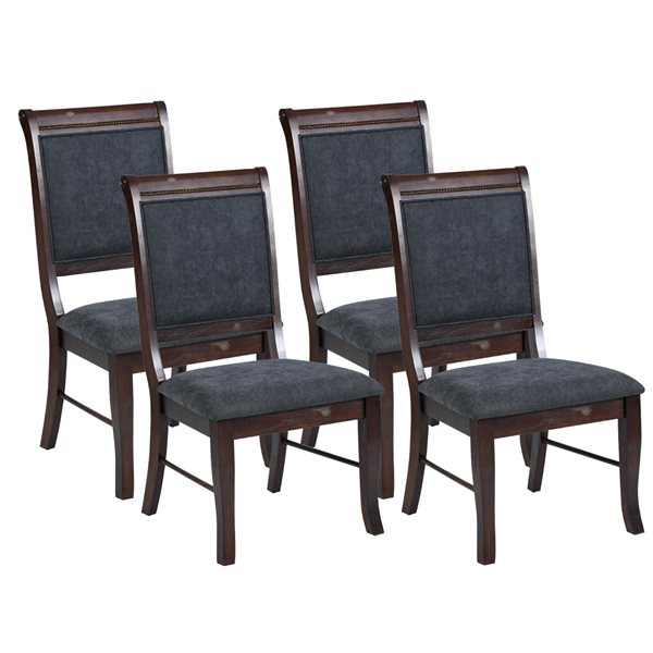 Ensemble de 4 chaises de salle à manger Zaim bleues en polyester avec cadre en bois par Homycasa
