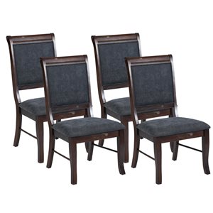 Ensemble de 4 chaises de salle à manger Zaim bleues en polyester avec cadre en bois par Homycasa