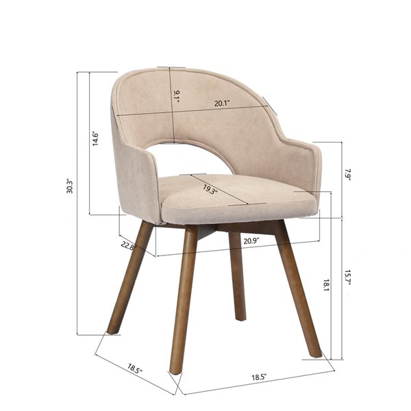 Homycasa Aranguiz White Polyester Wood Frame Dining Chair (Set of 2)