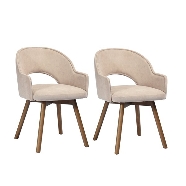 Homycasa Aranguiz White Polyester Wood Frame Dining Chair (Set of 2)
