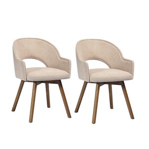 Homycasa Aranguiz White Polyester Wood Frame Dining Chair (Set of 2)