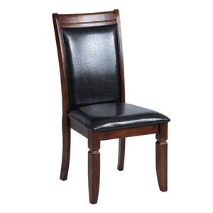 Homycasa Zaman Black Faux Leather Wood Frame Dining Chair (Set of 2)