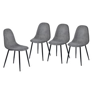 Ensemble de 4 chaises de salle à manger Charlton terry fabric grises en lin avec cadre en métal par Homy Casa