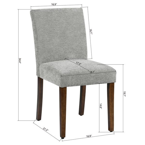 Homy Casa Lowe Grey Polyester Wood Frame Dining Chair (Set of 2)
