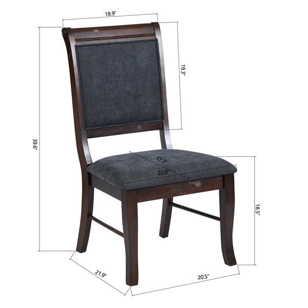 Ensemble de 2 chaises de salle à manger Zaim avec cadre en bois et polyester gris par Homycasa